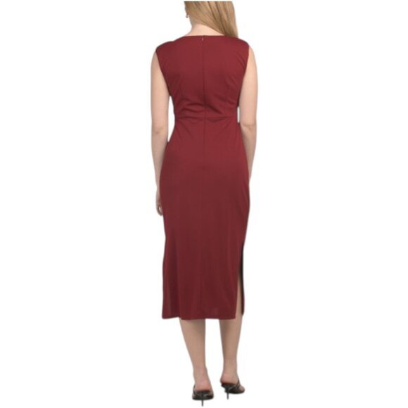 LONDON TIMES Side Slit Maxi Sheath Dress With Hardware Detail - Picture 2 of 4